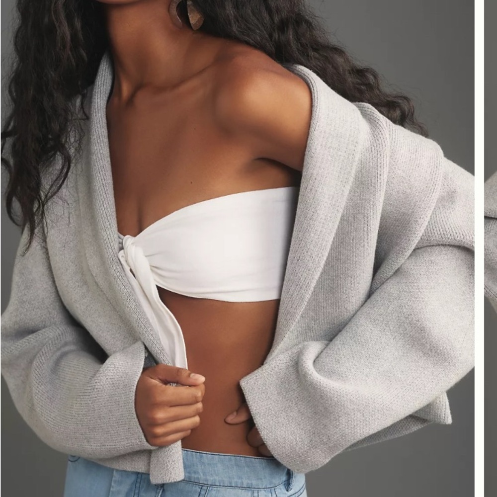 Anthropologie Gray Open-Front Sweater